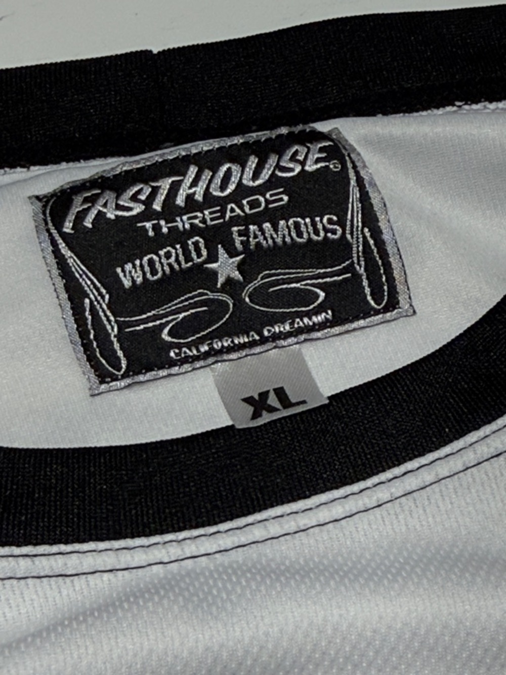 Fasthouse Speed Shop Men’s Long Sleeve Performance Jersey - White/Black - Picture 2 of 7
